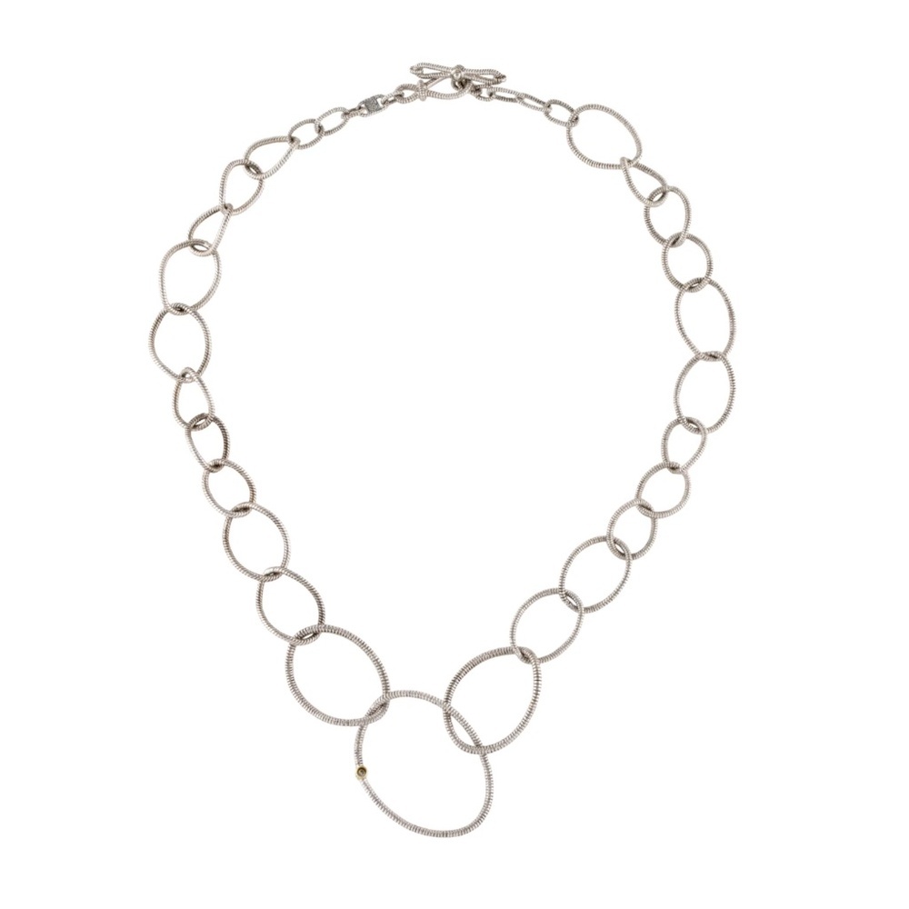 $840 JUDITH RIPKA Two-Tone Diamond Jubilee Chain Necklace